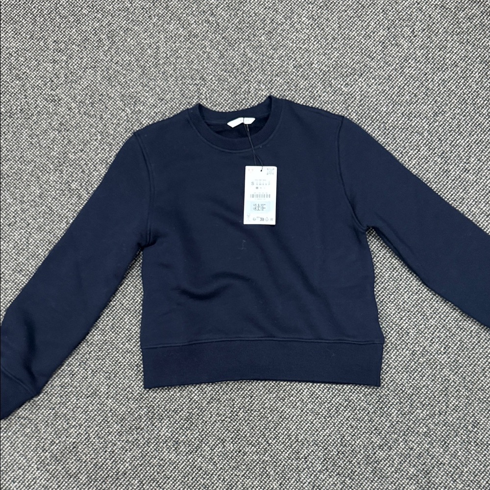 Zara Navy Blue Crewneck Sweatshirt
